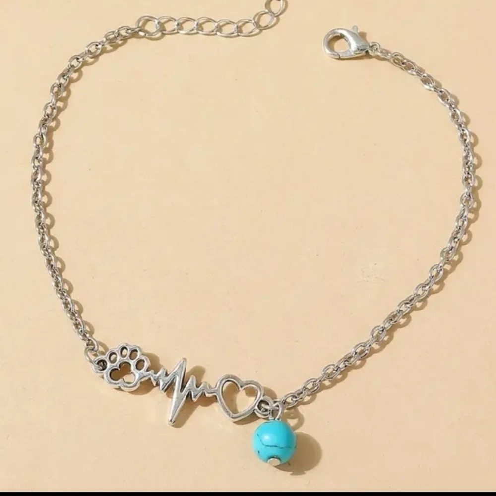 NWT Heart, Bear Paw and ECG Hollow Anklet - Picture 3 of 6